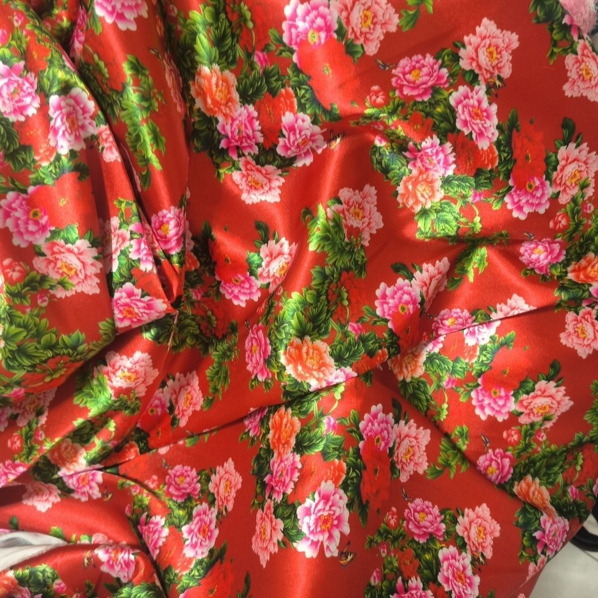 Textile For Sewing - الأزهار طباعة خلات نسيج الساتان حريري