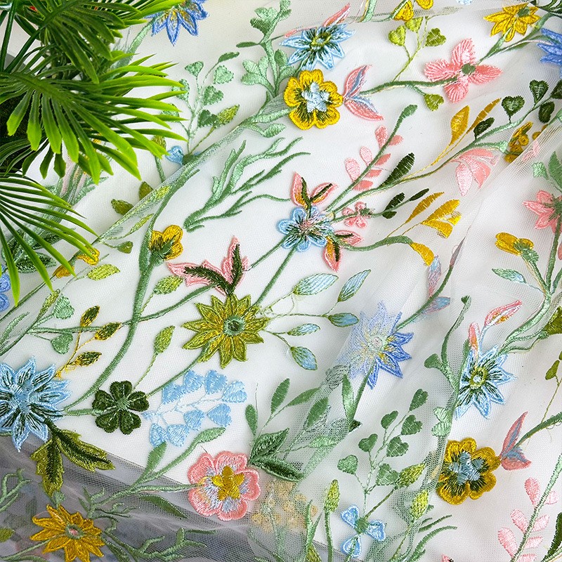 قماش دانتيل شبكي مطرز بنقوش ال - مراجعة Textile For Sewing وسعره