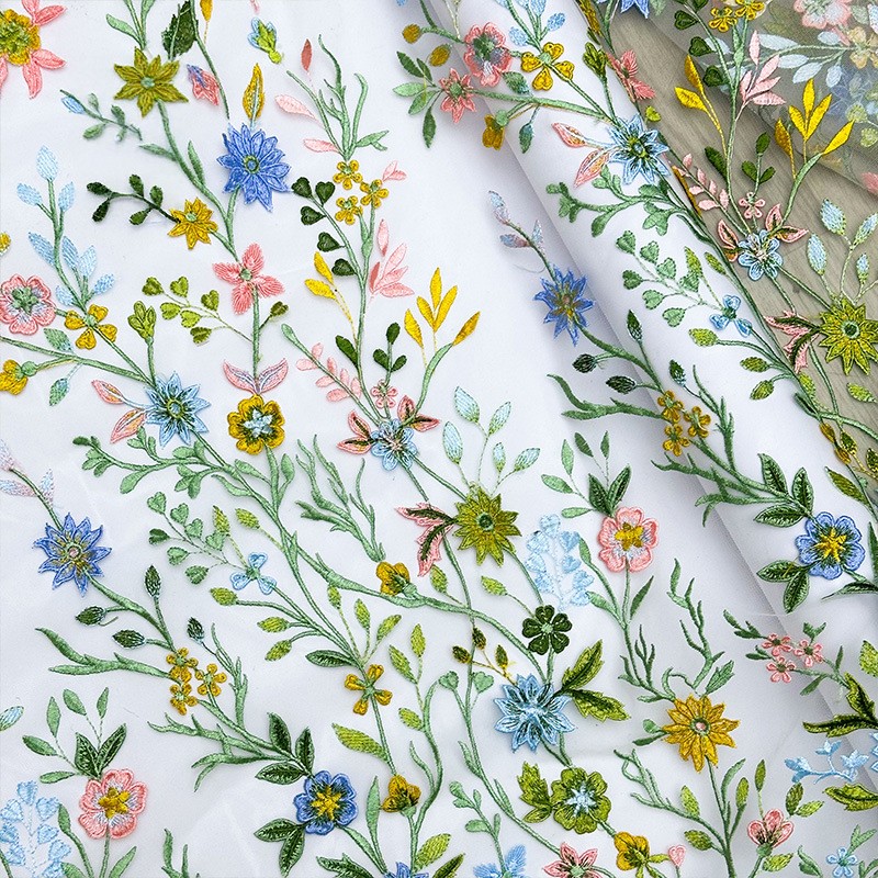 قماش دانتيل شبكي مطرز بنقوش ال - مراجعة Textile For Sewing وسعره