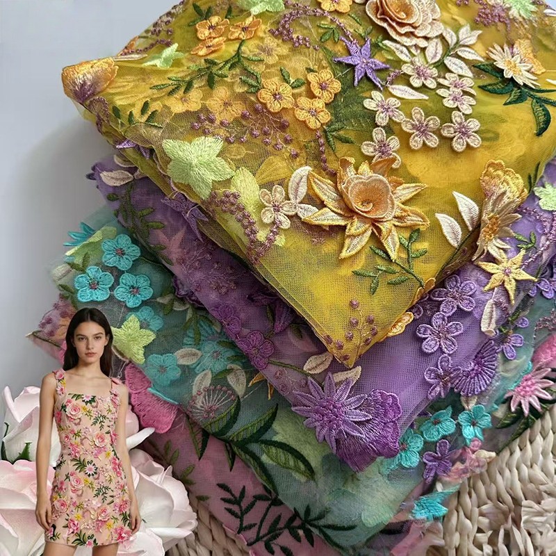 قماش دانتيل شبكي مطرز بالزهور  - مراجعة Textile For Sewing وسعره